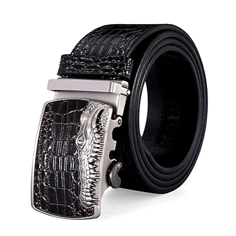 

Men Belt Genuine Leather Crocodile Automatic Buckle High Quality Business Waistband Black Male Belt Jeans Fashion Belts Gentry