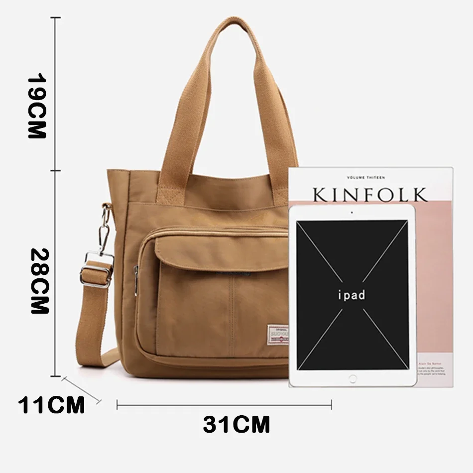 Fashion Women Bag New Waterproof Nylon Sports Bag Solid Color Large Capacity Shoulder Bags for Women 2024 Anti-theft Handbags