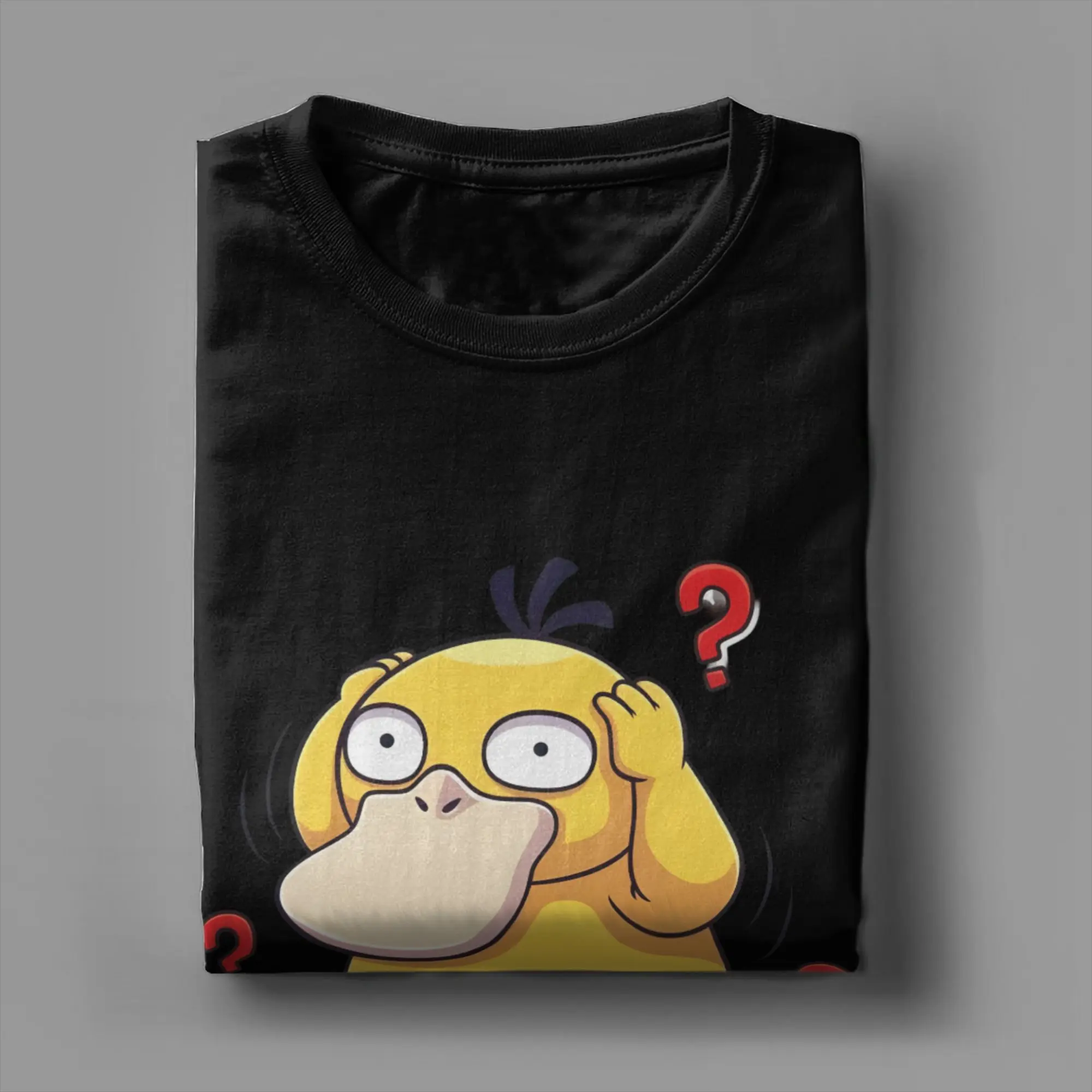 Мужские и женские футболки Psyduck Manga, одежда из чистого хлопка с покемонами, винтажная футболка с короткими рукавами и круглым вырезом
