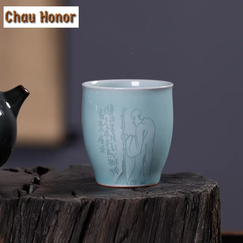 

100ml Greenish Blue Bodhi Longquan Celadon Teacup Tea Bowl Tea Cup Tea-tasting Fragrance Cup Chazhan Master Cups Tea Services