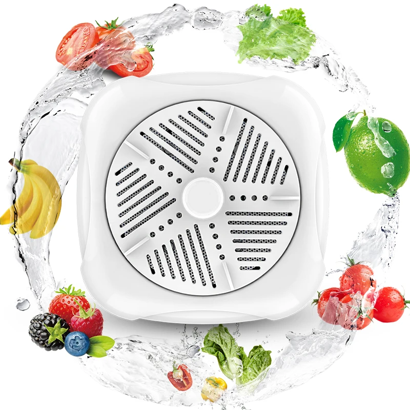 Fruit and vegetable washing machine with battery for safe disinfection