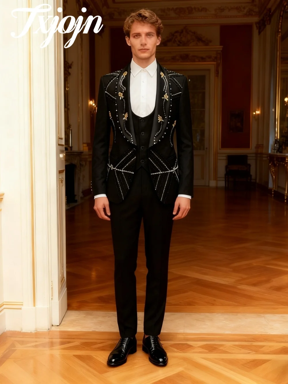 حار بيع واحدة الصدر الرجال 3 قطعة 2026 الفاخرة الرجال سترة سترة دعوى عادية حفلة موسيقية الزفاف مجموعة ل الزفاف العريس البدلة #1