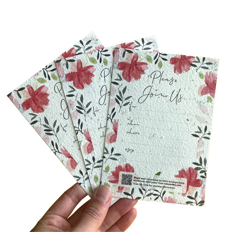 10Pcs Invitation Card, Eco-Friendly Biodegradable Sprouted Seed Wedding Invitations Writing Paper Letter Paper