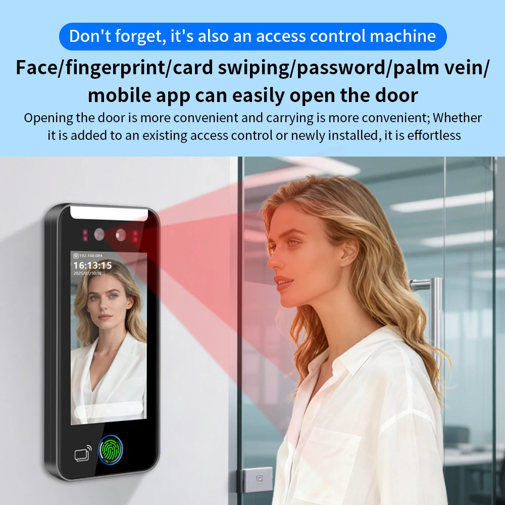 Ai520KS APP WIFI Facial Palm Vein Visual Intercom Finger/Password/RFID Card System Attendance System Free MQTT HTTP