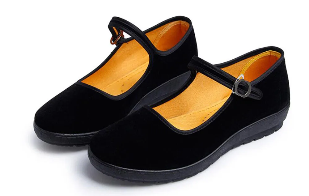 KNCOKAR Mother Cloth Shoes Black Flat Soft Sole Antiskid Work Shoes Hotel Etiquette Shoes Square Dance Shoes x1034