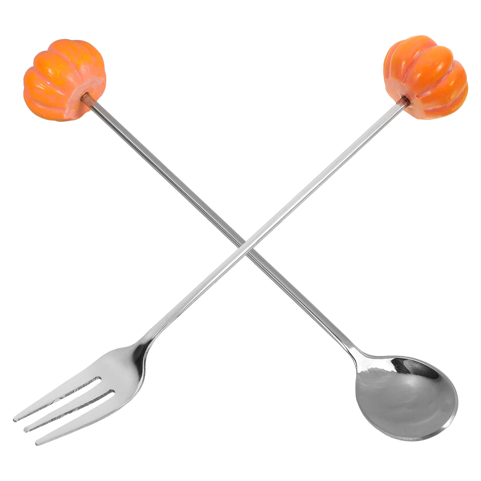 

Pumpkin Spoon Fork Cake Reusable Dessert Plastic Forks Spoons Baby Stainless Steel