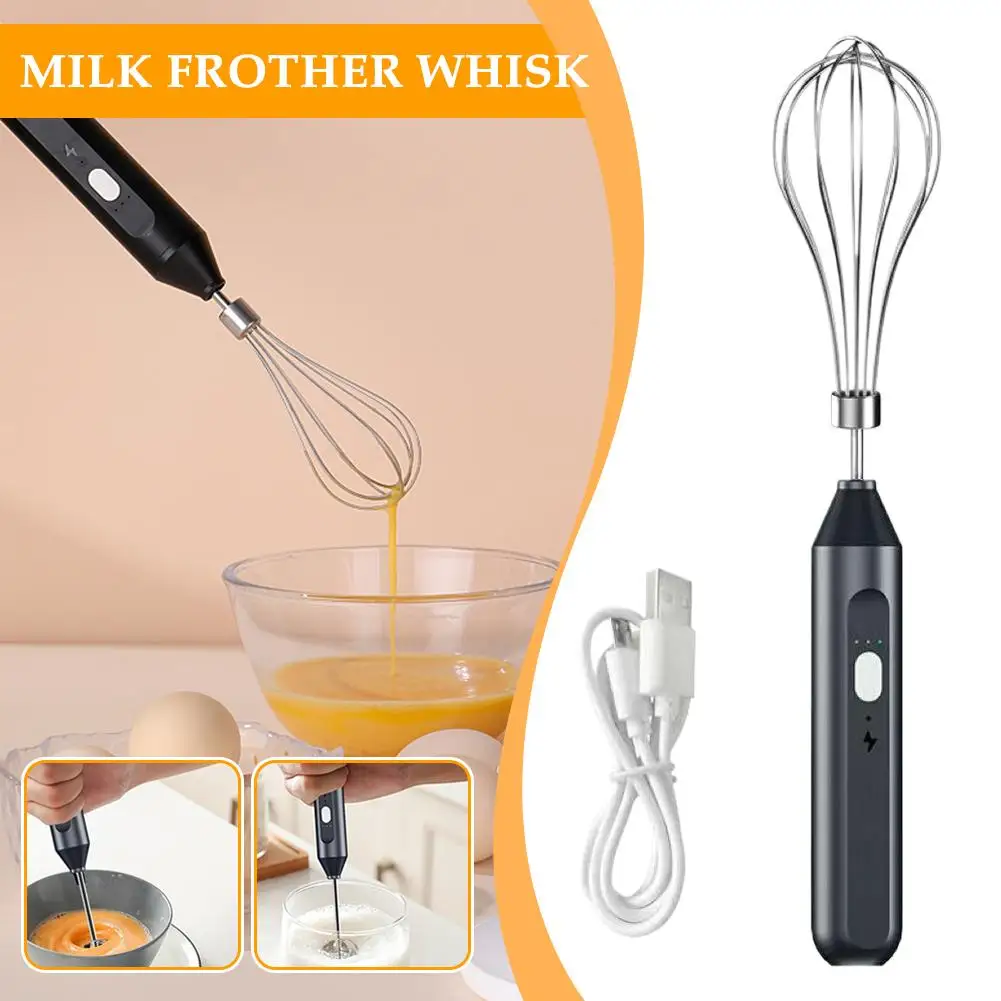 Milk Frother 3 Speed Electric Whisk For Cooking Coffee Egg Mixing 800mAh Battery USB Rechargeable Handheld Cordless Kitchen Tool