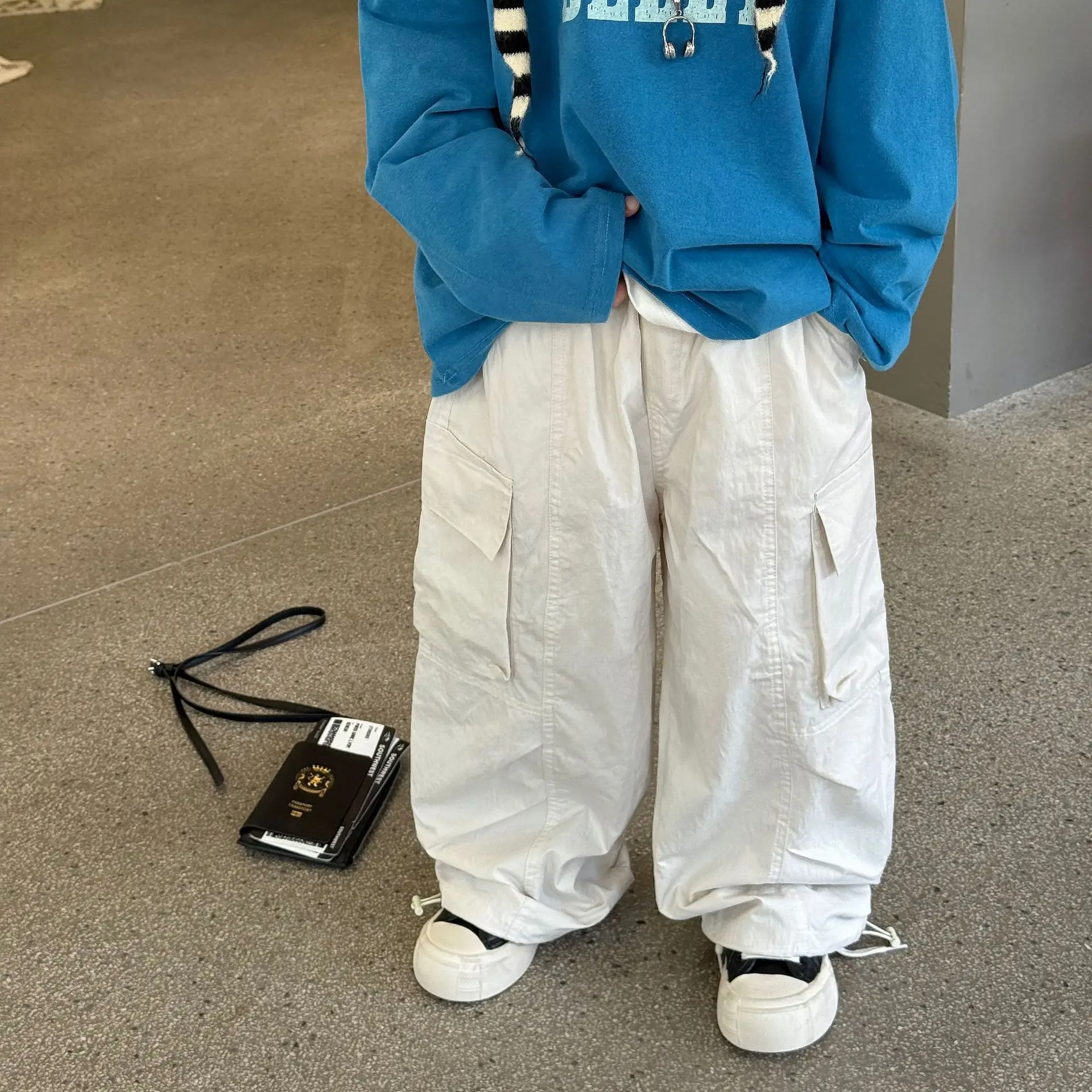 

Children Clothing Kids Solid Color All Match Loose Pants 2025 Autumn New Boys Handsome Breathable Casual Straight Leg Pants