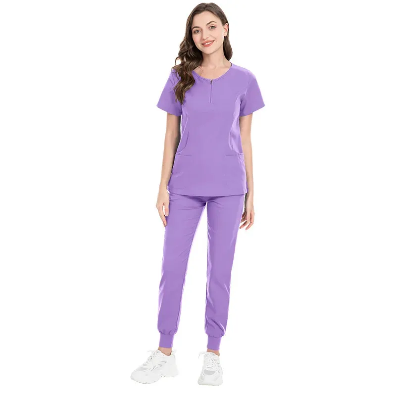 Slim Fit Uniformes Médicos para Mulheres, Scrubs Sets, Vestidos Cirúrgicos, Roupa dos Médicos do Hospital, Enfermeiros Acessórios, Dental Clinic Workwear