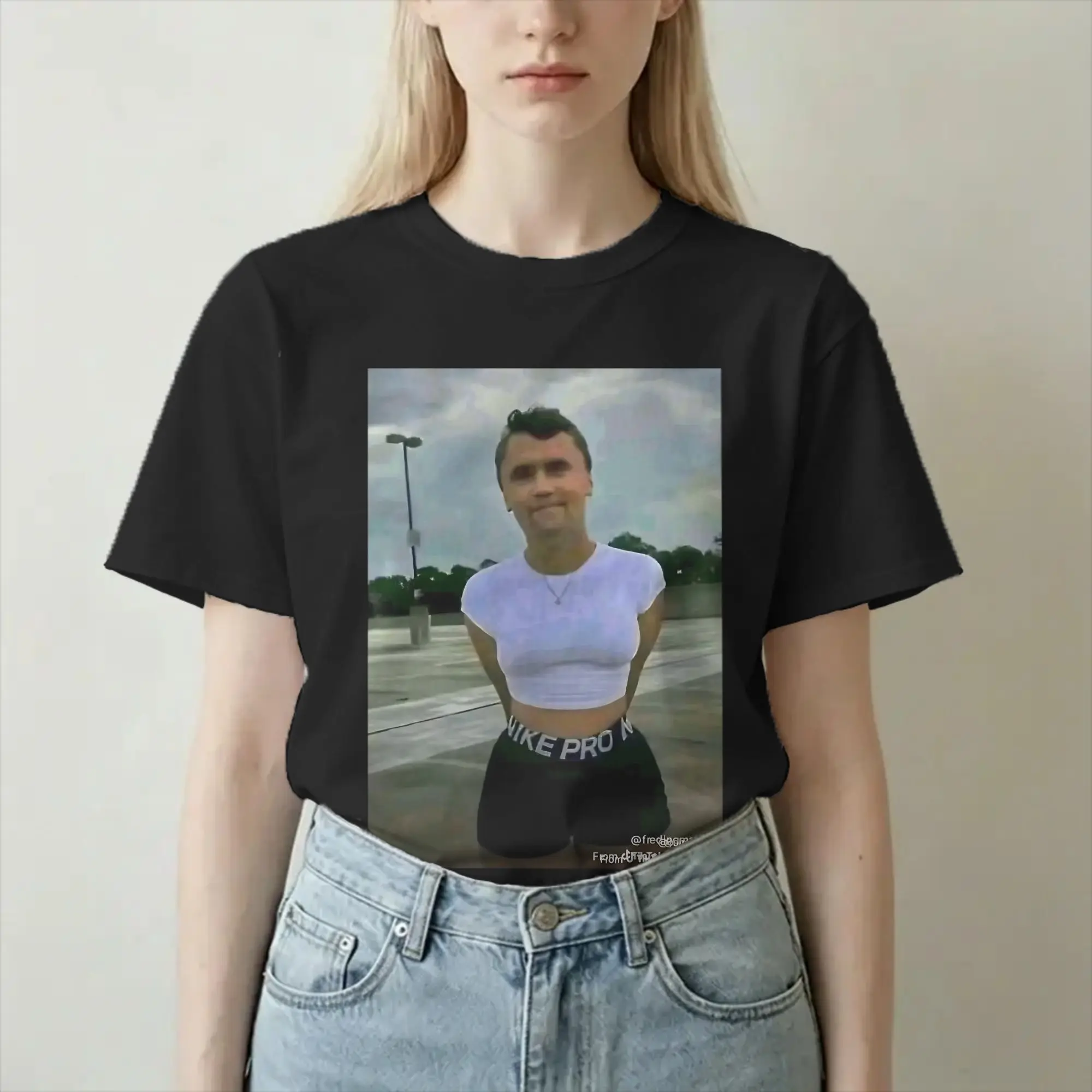 Charlie Kirk as Sophie Rain T Shirts for Men Women 100% Cotton Vintage T-Shirts Crew Neck  Tees Short Sleeve Tops Printing