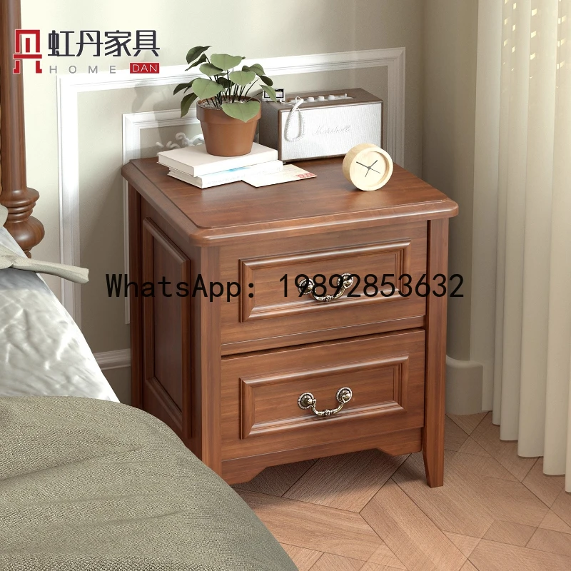 

XL Solid Wood Bedside Table Luxury Home Bedroom Storage Cabinet Complete Bedside Cabinet with Password Lock Walnut Color