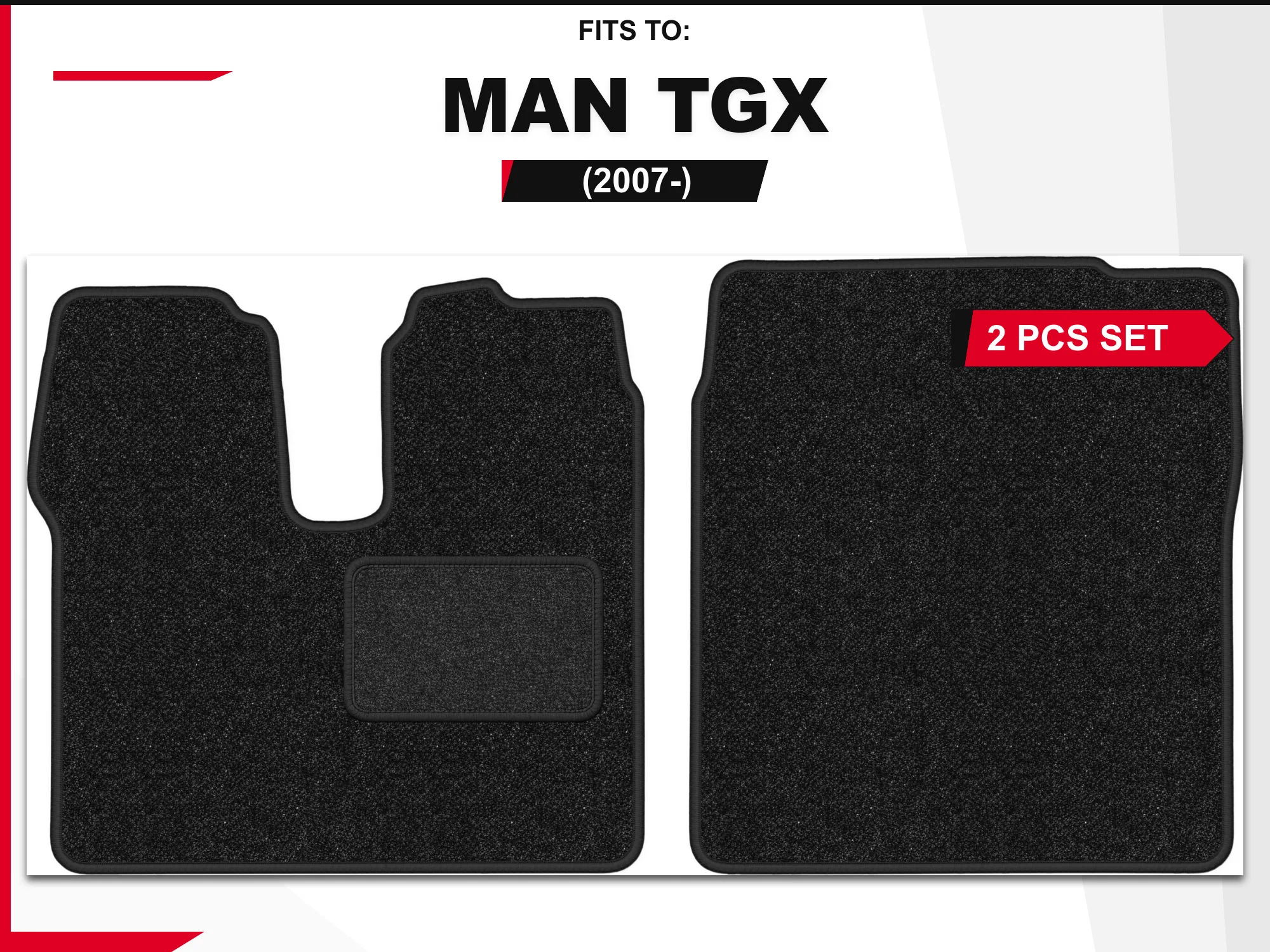 Antracietkleurige velourmatten voor: MAN TGX 2007-vrachtwagen, 2 stuks