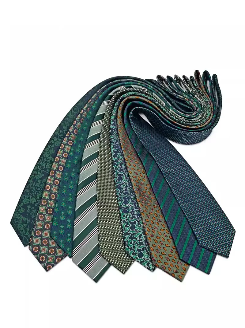 New Design Wedding Men's Tie Green Color Striped Floral Neckties Men Business Dropshipping Groom Collar Accessories Gift