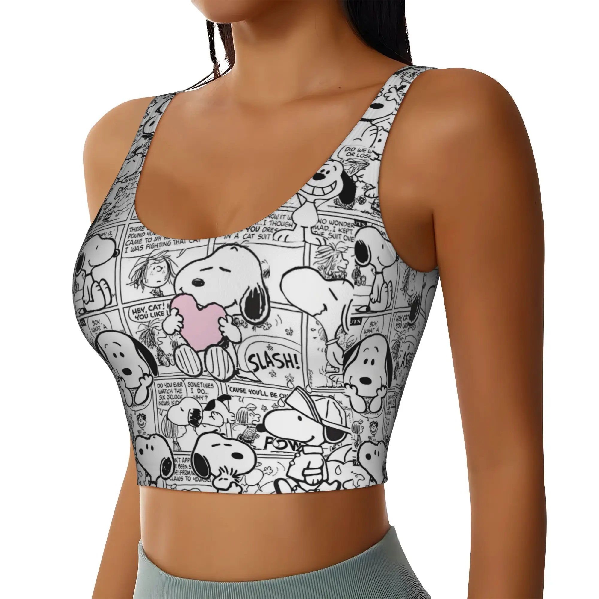 Custom S-snoopies Anime High Impact Sports Bras Women's Dog Cartoon Seamless Workout Running Crop Tank Tops
