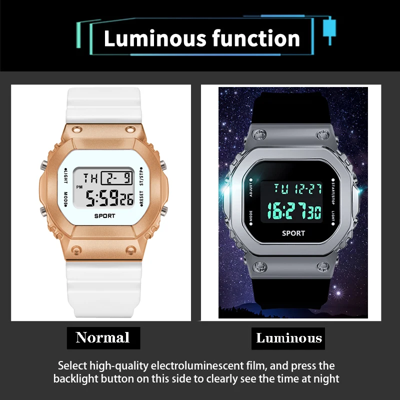 YIKAZE Digital Watches for Men Outdoor Military Watch Waterproof Sport Man Watch Multifunction Clock LED Electronic Wristwatch