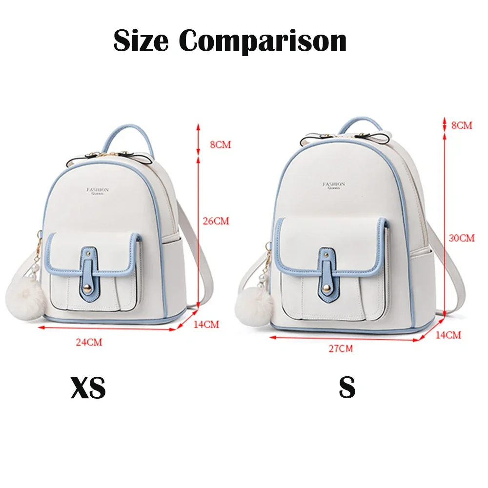 Simple Solid Color Pu Leather Shoulder Backpack Fashion Small Rucksack Cute Mini Travel Backpack Girl Teenager Leather Backpacks