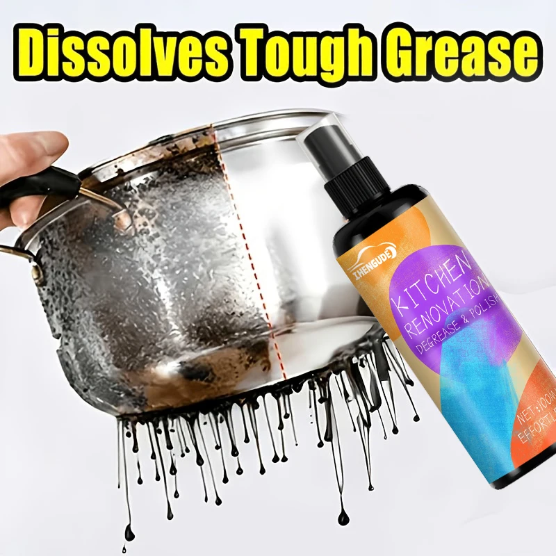 Professional Kitchen Surface Refurbishment Spray - Effectively Removes Grease and Cooking Residues, Ideal for Range Hoods, Grills, Stove Tops, and Metal Appliances, Keeping Them Looking Shiny and Fresh, Rust Remover