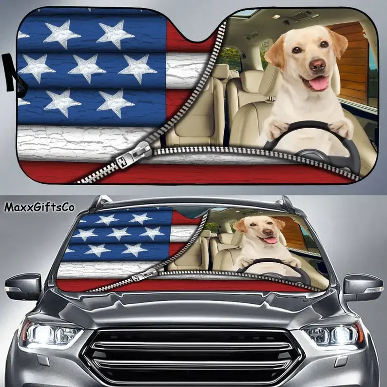 Labrador Retriever Car Sun Shade, Dog Windshield, Dog Sunshade, Dog Car Accessories, Car Decoration, Gift For Dad, Mom