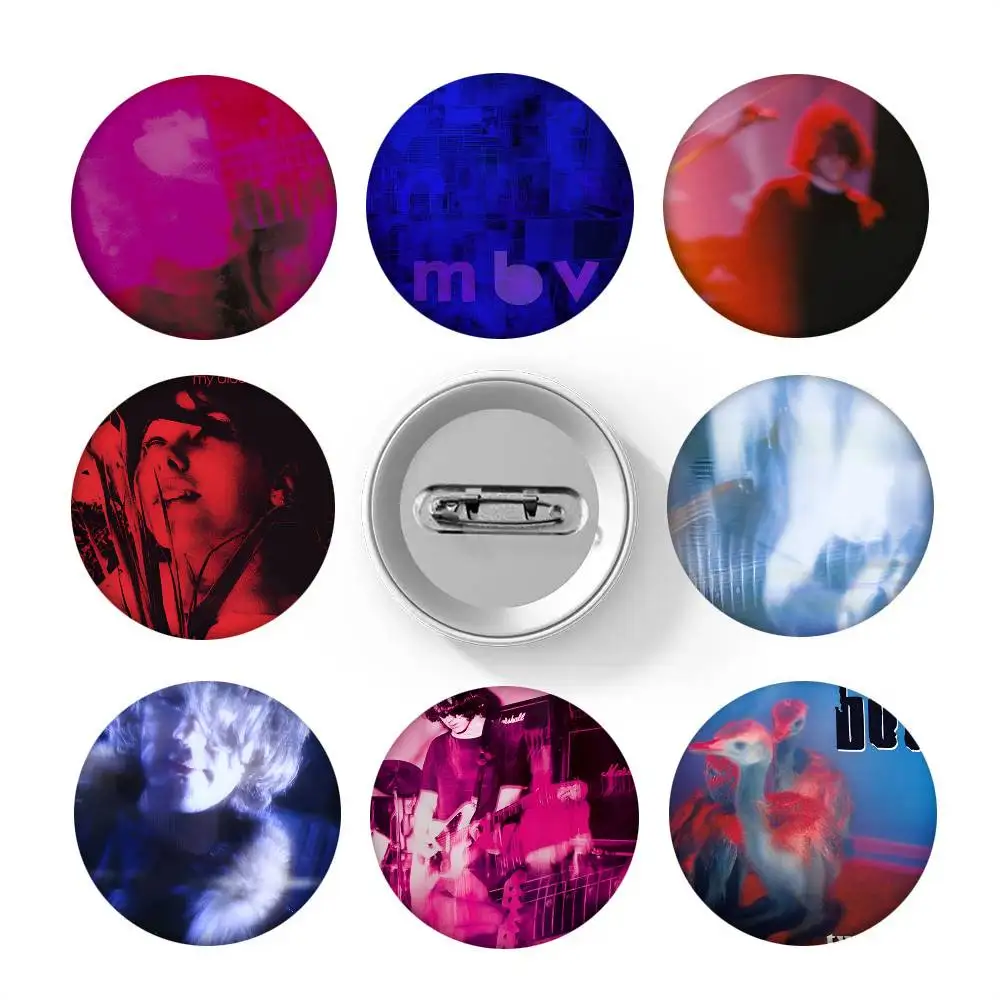 1 Stück Shoegaze Band M-My B-Bloody V-Valentine Abzeichen im Cartoon-Stil, Broschen für Rucksackdekoration, runde Emaille-Pins für Accessoires