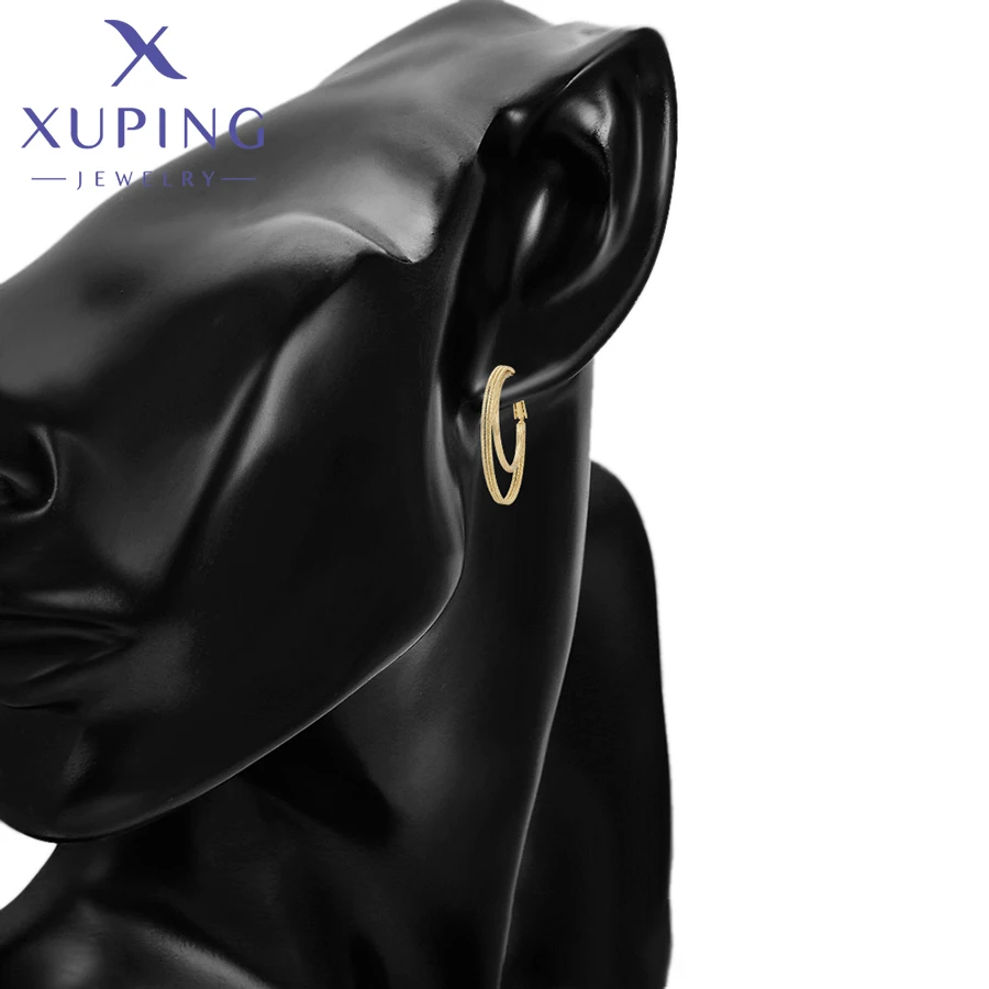 Xuping Jewelry New Arrival Fashion Серьги Simple Gold Color Huggies Earrings for Women Trendy Party Gift X001003301