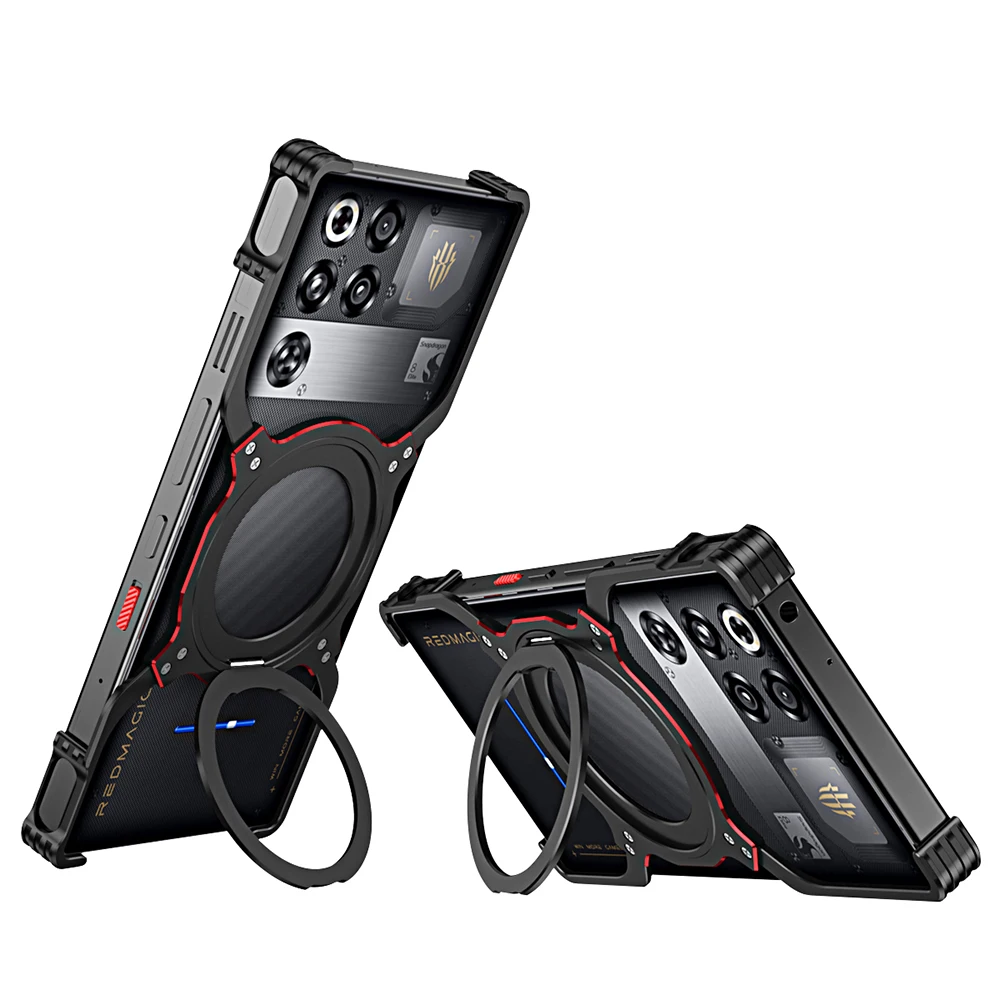 

Metal Bumper For ZTE nubia RedMagic 11 Pro Case 11 Pro+ Rimless Frame Built-in 360 Degree Rotation Magnetic Holder Ring Cover