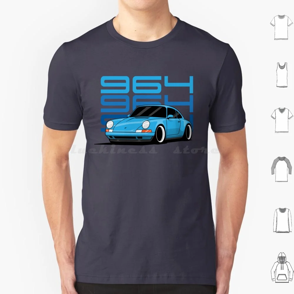 964 Illustration Blue T Shirt 6Xl Cotton Cool Tee 964 Turbo 964 Car 993 Red Classic Automotive Rwb 996 997