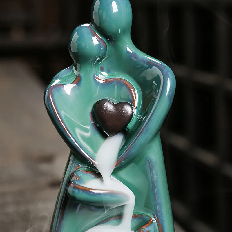 Creative Ceramic Home Decoration Embraces Lover Type Counter Current Incense Burner and Cream Stick Stand (No Fragrance)