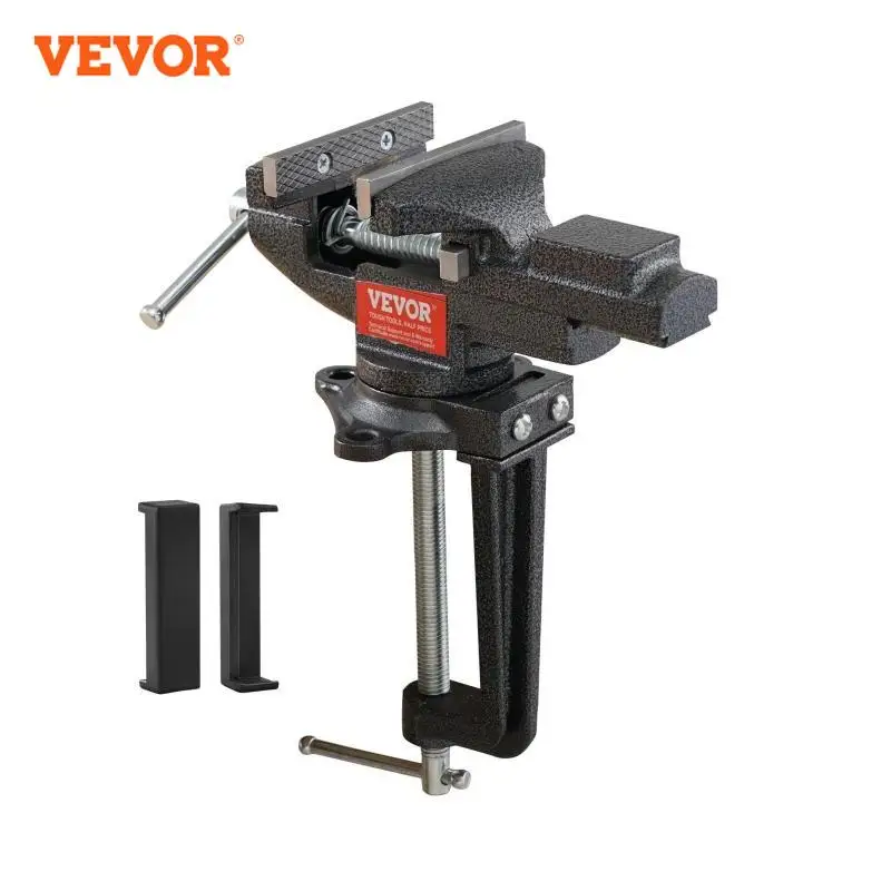 VEVOR Bench Vise 2.2 inch Multifunctional Dual-Purpose Table Clamp-on Vise W/360° Swivel Base for Woodworking DIY  Workbench