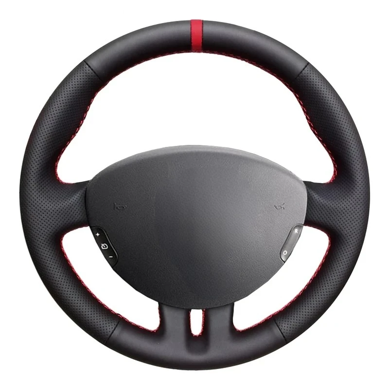 Hand-Stitched Black Artificial Leather Braid Car Steering Wheel Cover For Renault Clio 3 2008 2009 Clio Dynamics 2008 Clio Mk 3