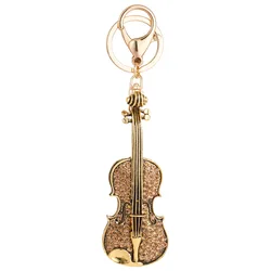 Cute Rhinestone Crystal Music violin Keychain violin music lover gifts Key Chain Key Ring Holder Pendant Keyring