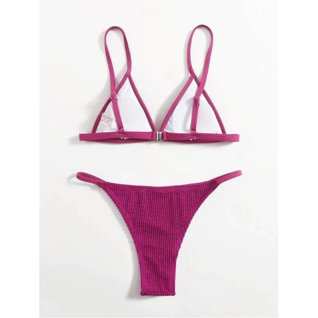 S - XL, geraffter, hoch geschnittener Bikini, Damen-Badeanzug, zweiteiliges Bikini-Set, Damen-Badebekleidung, Badeanzug, Badebekleidung, Schwimmbekleidung V7125 – Detail 4