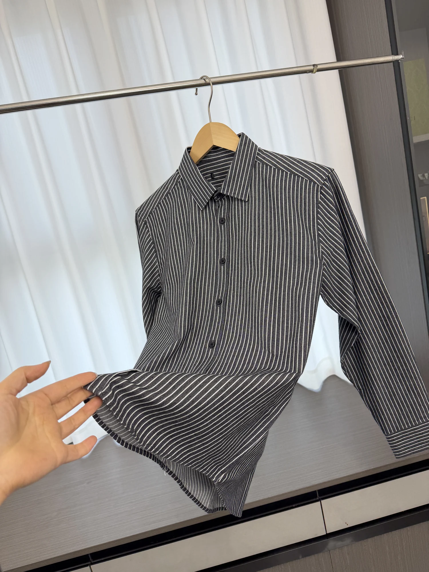 Comfortable Breathable Men's Business Casual Striped Long Sleeve Shirt Spring Summer Commute Fashion Urban Style Youth Daily ...