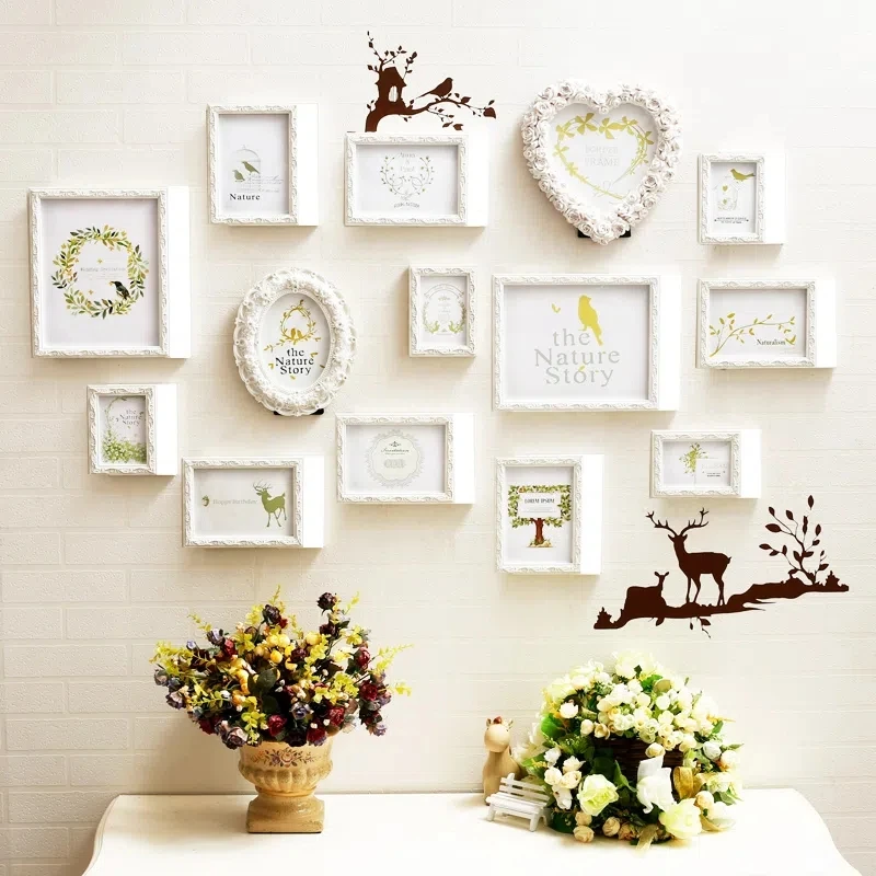 Photo Frame Luxury Creative Photo Frame set wood Europe Wood Grain Fashion Vintage Ornaments Photo Frames Wall Home Accessories