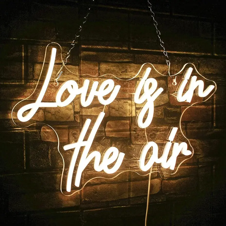 Love Is In The Air Neon Sign LED Light USB Operated  White Romantic Valentines Day Decor for Bedroom Wedding Party Wall Art Gift