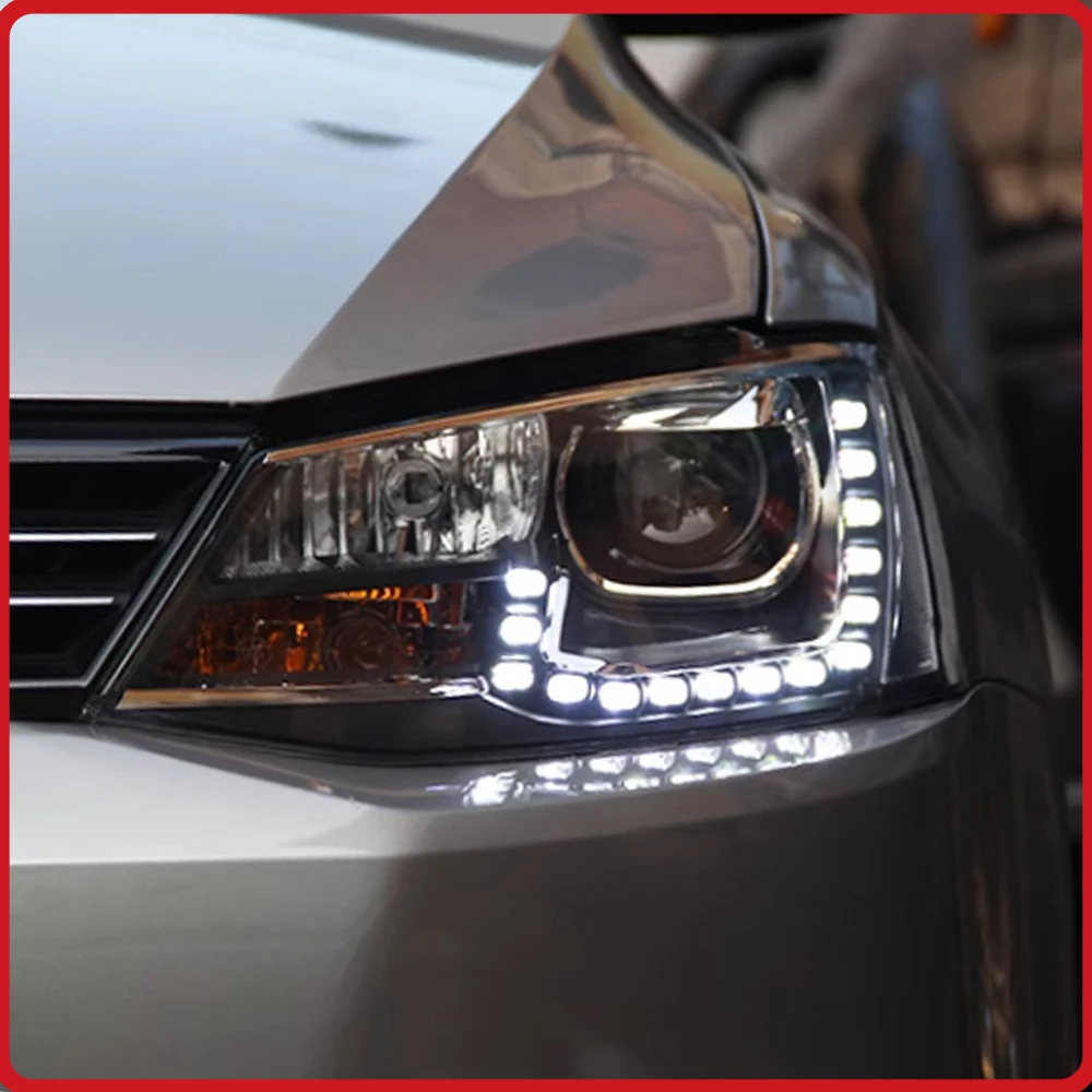 

Передние фары для VW Jetta Sagitar 2012-2018, комплект фар с LED-подсветкой, европейская версия, стиль «слезинки», высокое качество.