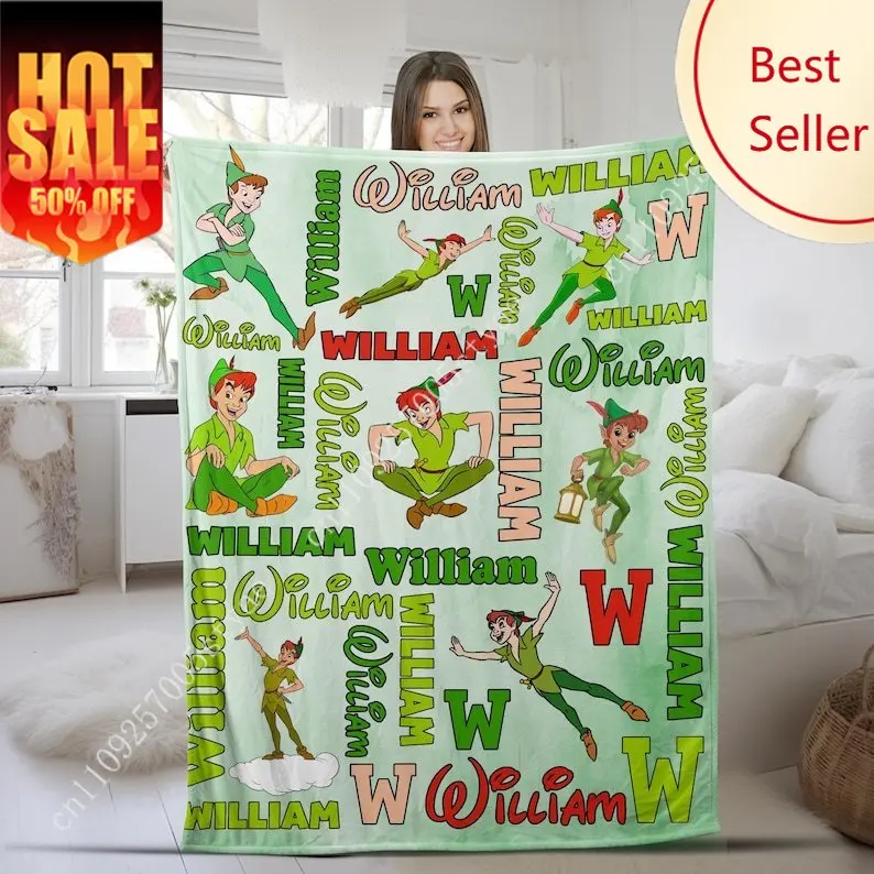 

Peter Pan Blanket disney Magic Kingdom Cartoon Plush Blanket Soft Decoration Child Holiday Party Boy Girl Gift Warm Custom Quilt