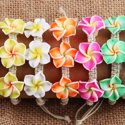 Bohemian Colored Soft Pottery Eggflower Woven Rope Bracelet for Women 2024 Summer Beach Party Hand Jewelry Y2K