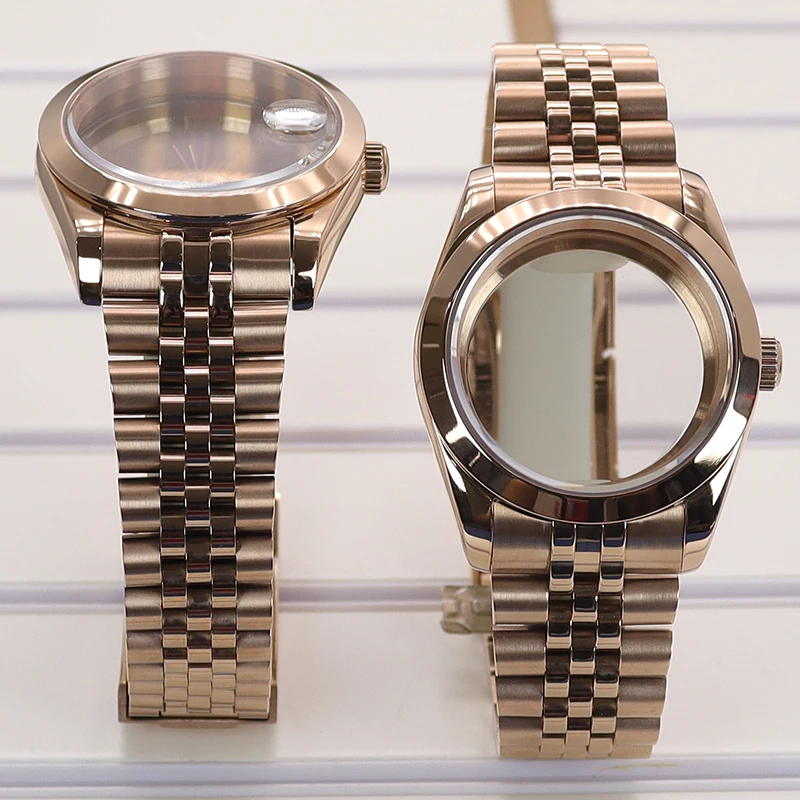 36mm 39mm Uhrenzubehör für Seiko NH35 NH34 NH36 Miyota8215 Roségold Uhrengehäuse Armband Saphirglas 28,5mm Zifferblatt Air King – Detail 6