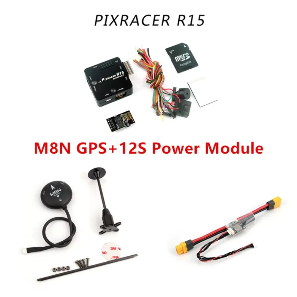 RCMOY R15 Mini Pixracer Autopilot Xracer FMU V4 V1.0 PX4 Flight Controller Holybro M8N/M9N GPS /12S Power Module For RC Drone