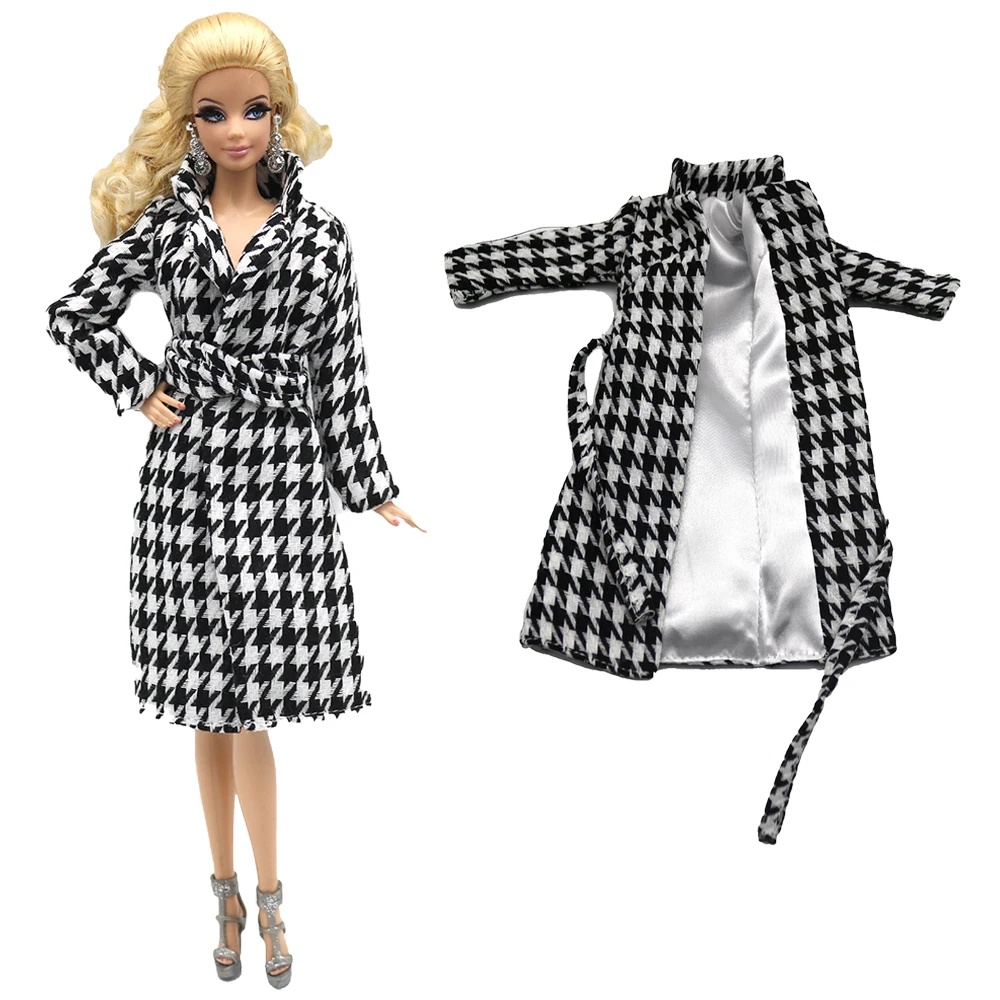 NK 30CM Princess Dress Fashion Checkered Coat 11.5 inch Doll Clothes For 1/6 Doll Accessories Party Outfits Gift Children Toy