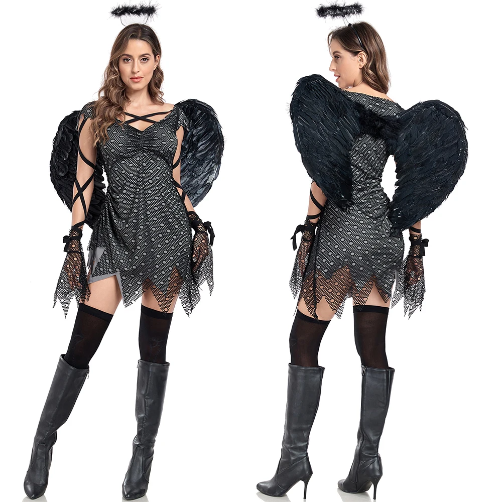 

Zawaland Evil Ghost Angel Dress Women Vampire Costume Uniform Halloween Cosplay Costume Holiday Party Fancy Dress