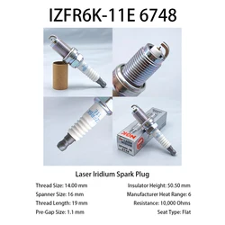 1pcs NGK Laser Iridium Spark Plug IZFR6K-11E 6748 is applicable to Honda four-stroke 90, 150, 220 outboard engines 225