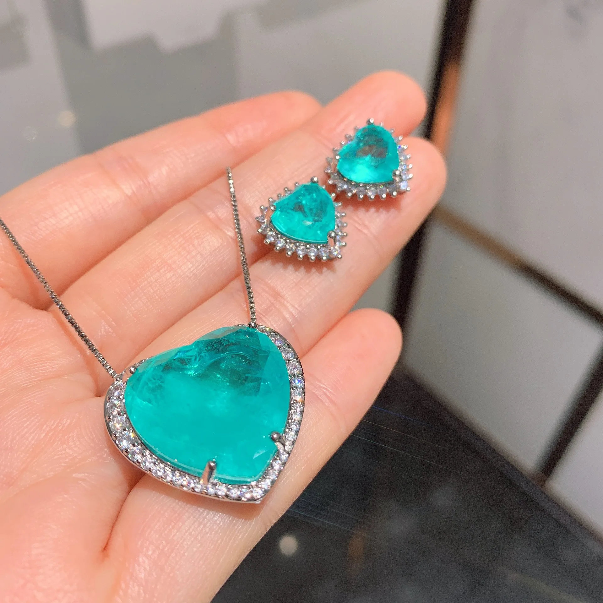 S925 silver needle paraiba earrings earrings eardrop of euramerican fashion wedding dinner party