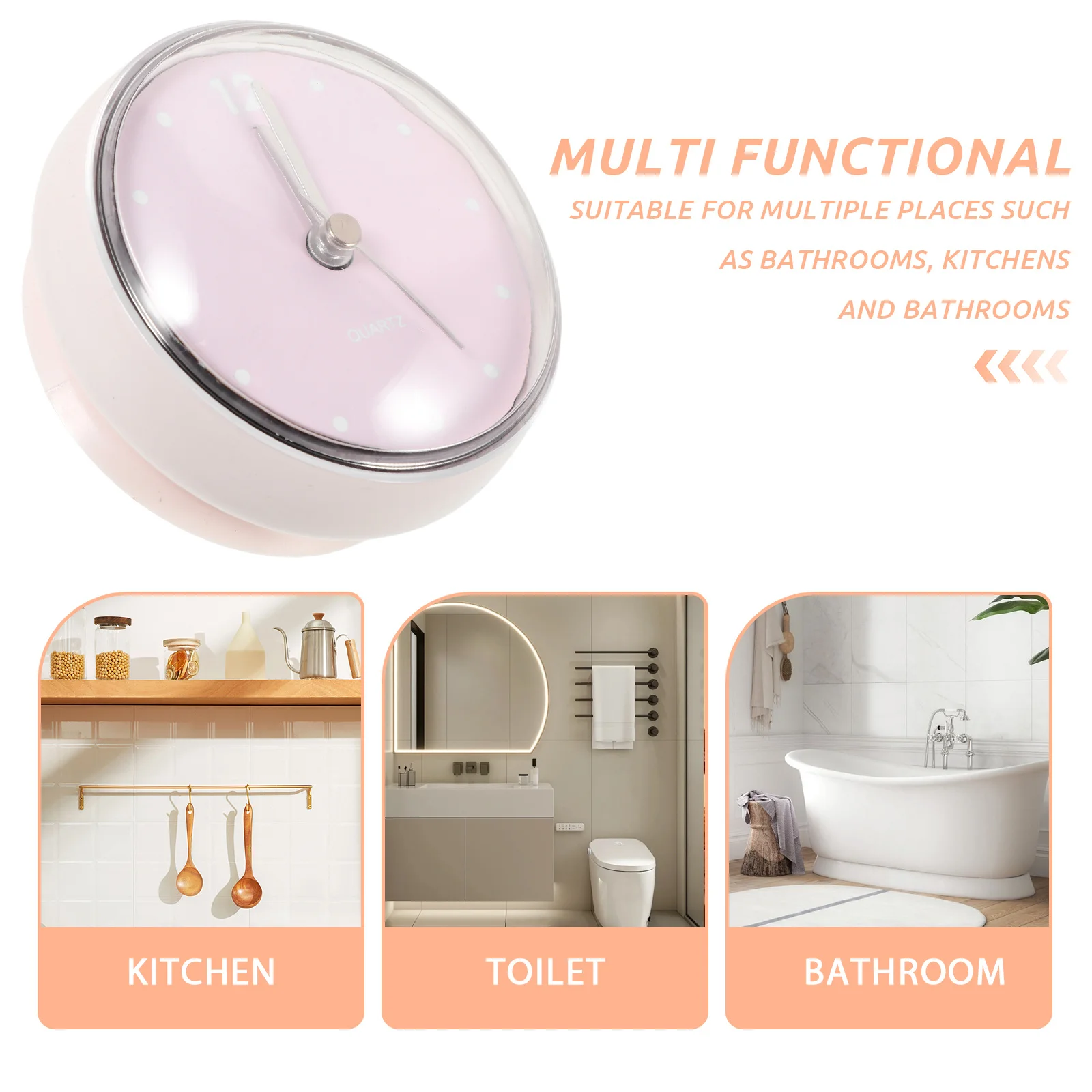 

Waterproof Bathroom Clock Round Mini Wall Clock Suction Cup For Shower Kitchen Laundry Room Easy Install Resistant Plastic