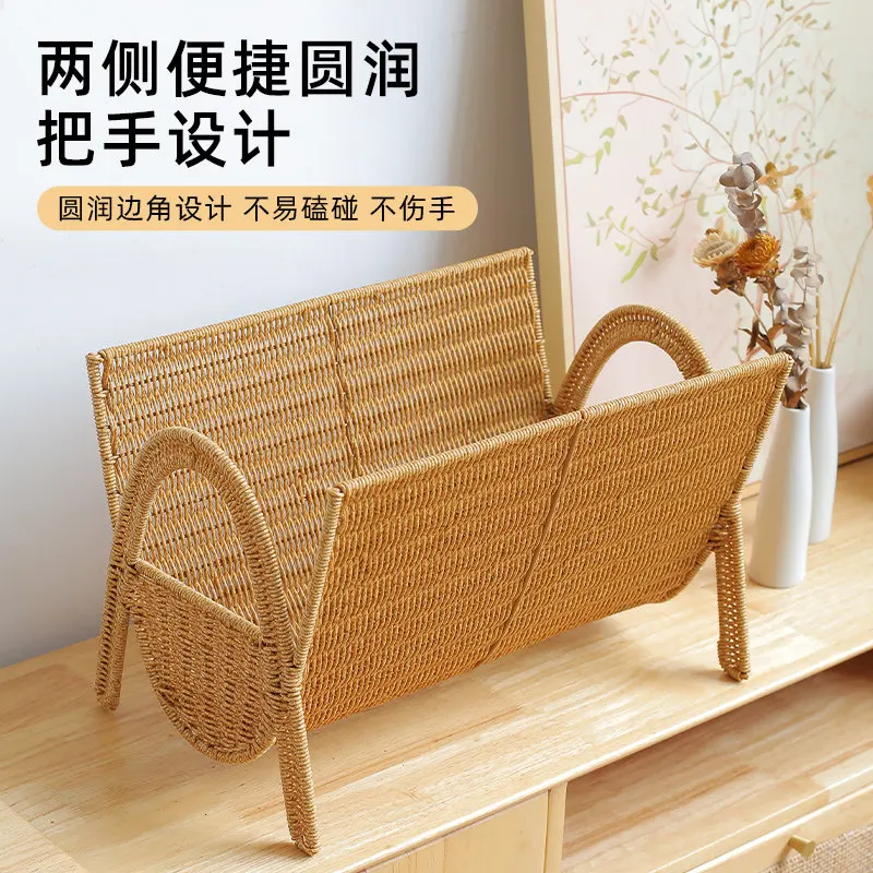 Plastic Woven Magazine Handcrafted Living Room Magazine Storage Double Drawer Racks Office Furniture Das Magazin ZY40ZZJ