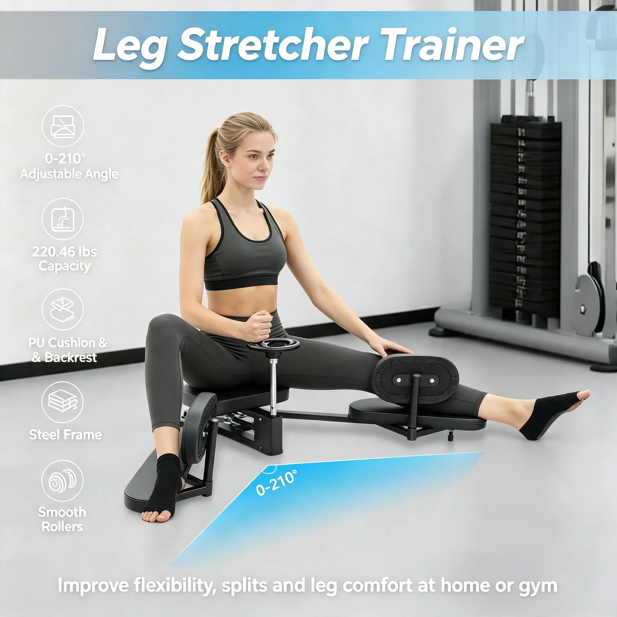 Zwarte verstelbare beenstretch - Home Gym Machine recensie en prijs