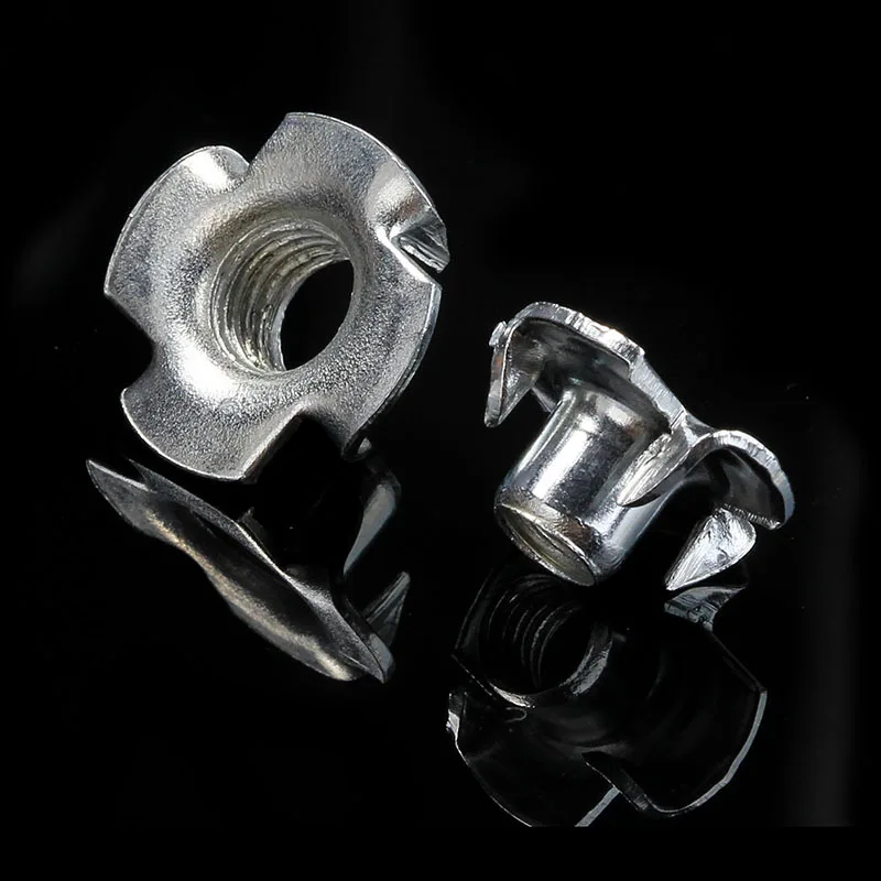 90pcs M3 M4 M5 M6 M8 Zinc Plated Four Claws Nut Speaker T-nut Blind Pronged Insert Tee Nut Inserts Furniture Hardware