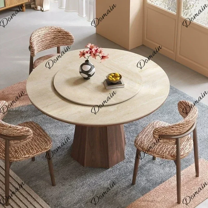 30XX Luxury Rock Slab Antique Home Dining Table High-end Restaurant Petal Round Tables Kitcjen Tables Simplicity Pliante Furnitu