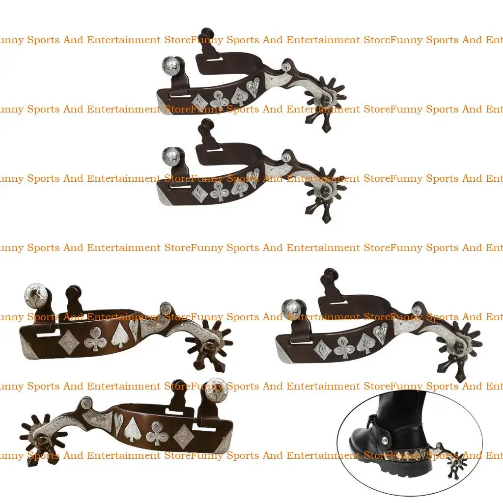 C4DE Estilo vintage espuelas metal metal plateado embromeras tradicionales occidentales tradicionales jerga occidental
