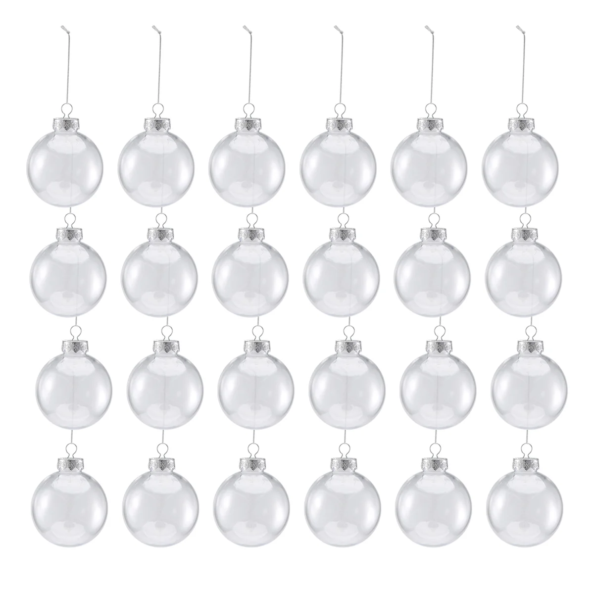 

High-quality 24PCS Clear Plastic Fillable Christmas Balls 8cm DIY Xmas Tree Ornament Decoration Arts Crafts